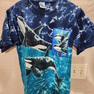 Vintage Seaworld San Antonio Orca Tye Dye T-Shirt Size Small 100% Cotton